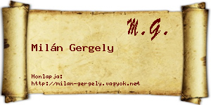 Milán Gergely névjegykártya