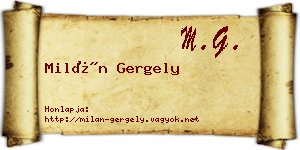 Milán Gergely névjegykártya